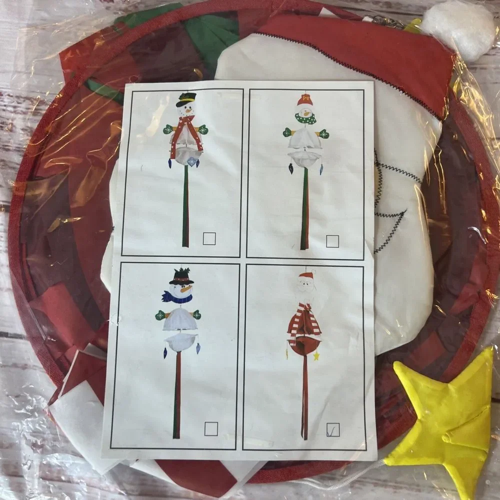 New 3 Hanging Santa Wind Spinners Christmas Holiday Outdoor Decorations Colorful